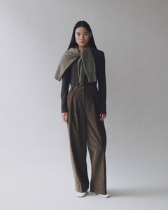 Mijeong Park thin corduroy wide leg pants light brown | Pipe and Row