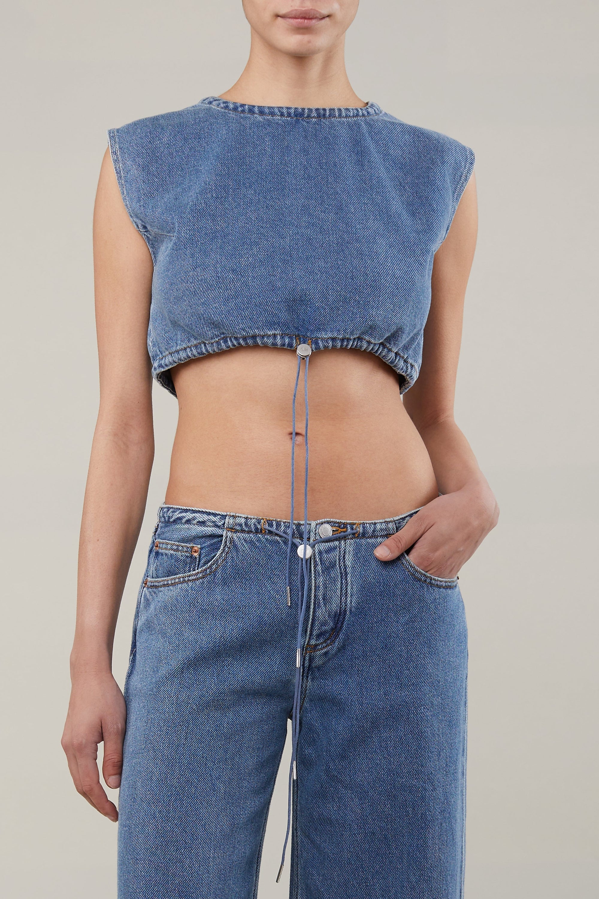 Still Here Cool Crop Top in classic blu