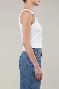 Still Here NYC Mississippi ribbed overall tank top white | Pipe and Row