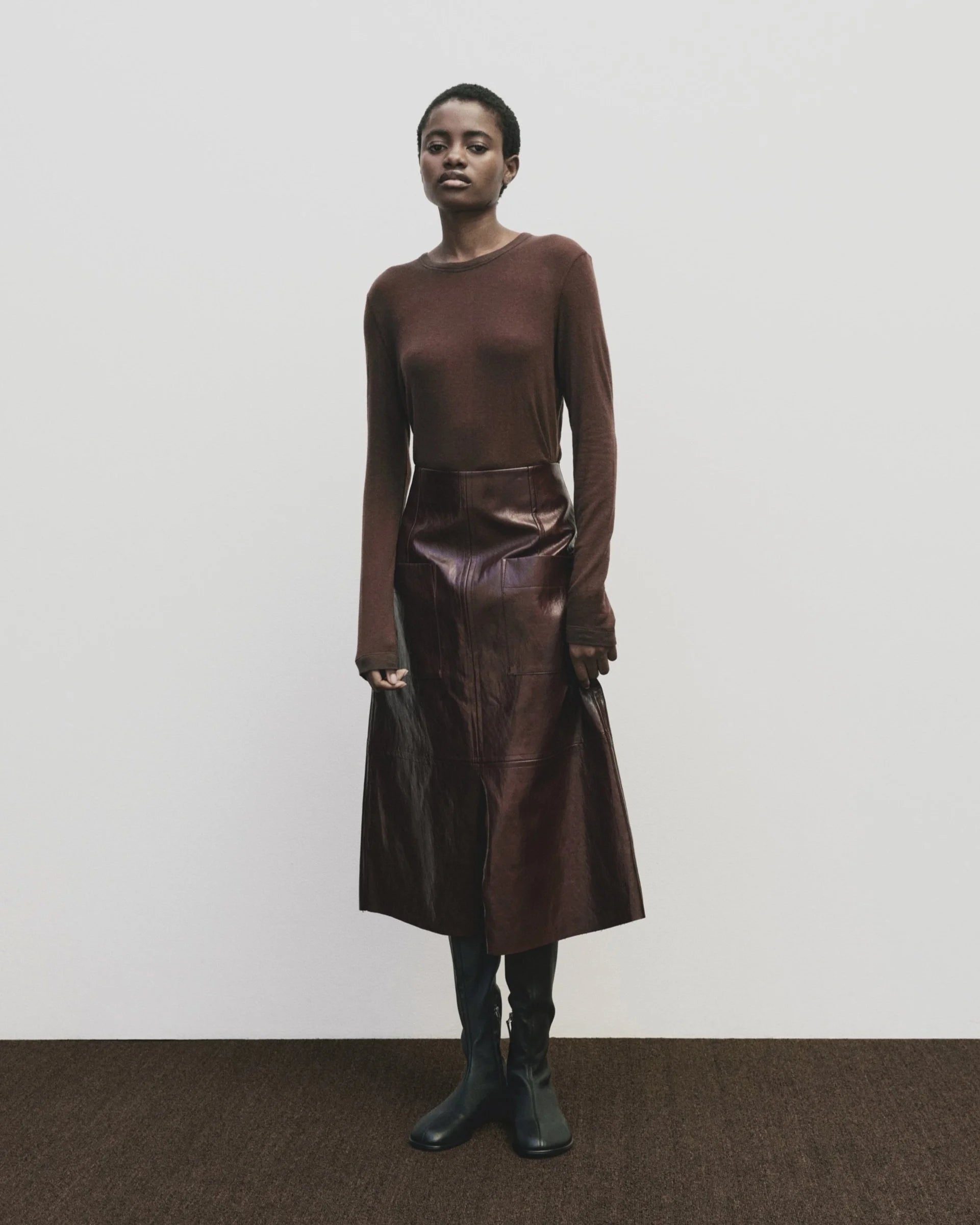 WOOL TENCEL CREW NECK TOP