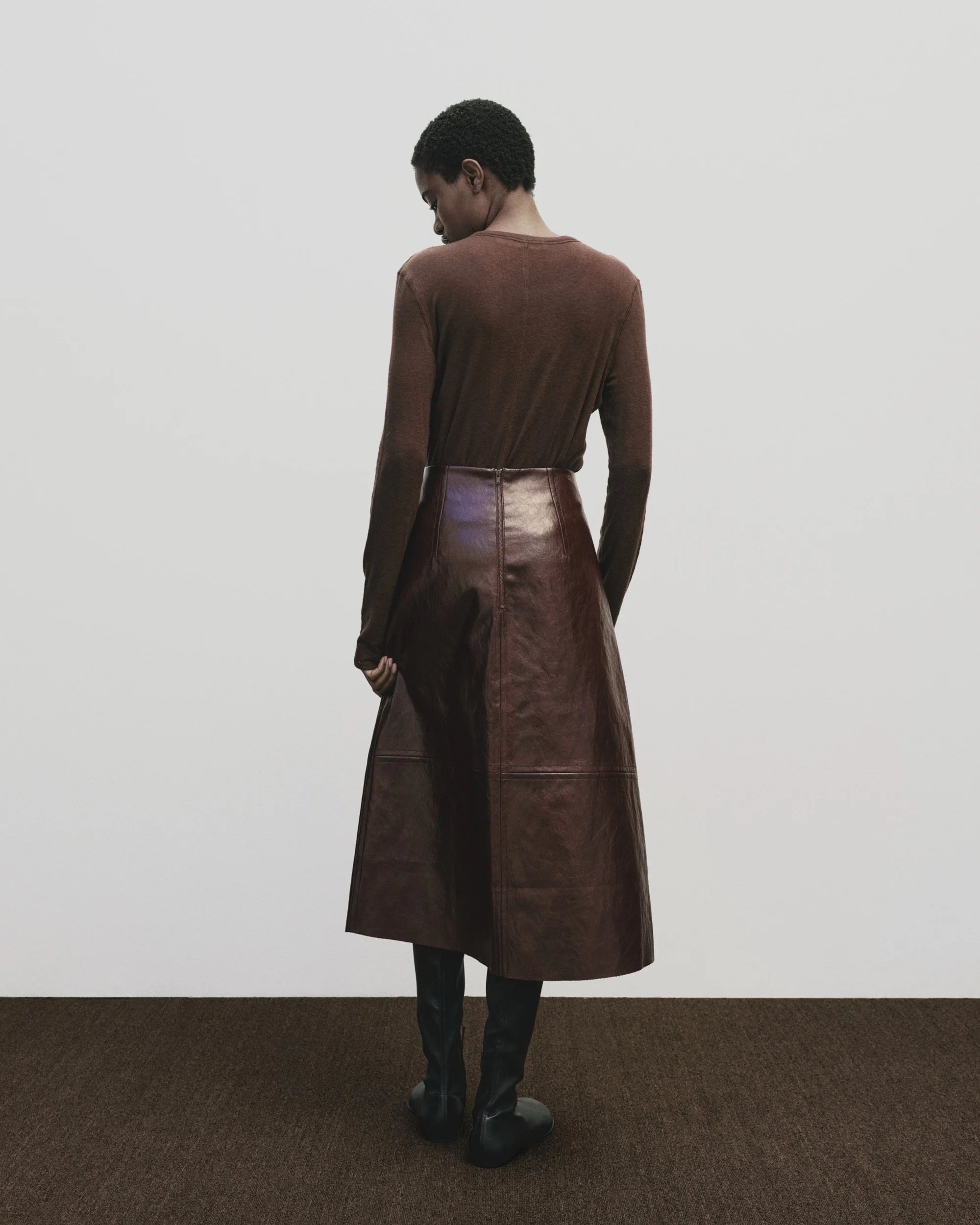 WOOL TENCEL CREW NECK TOP