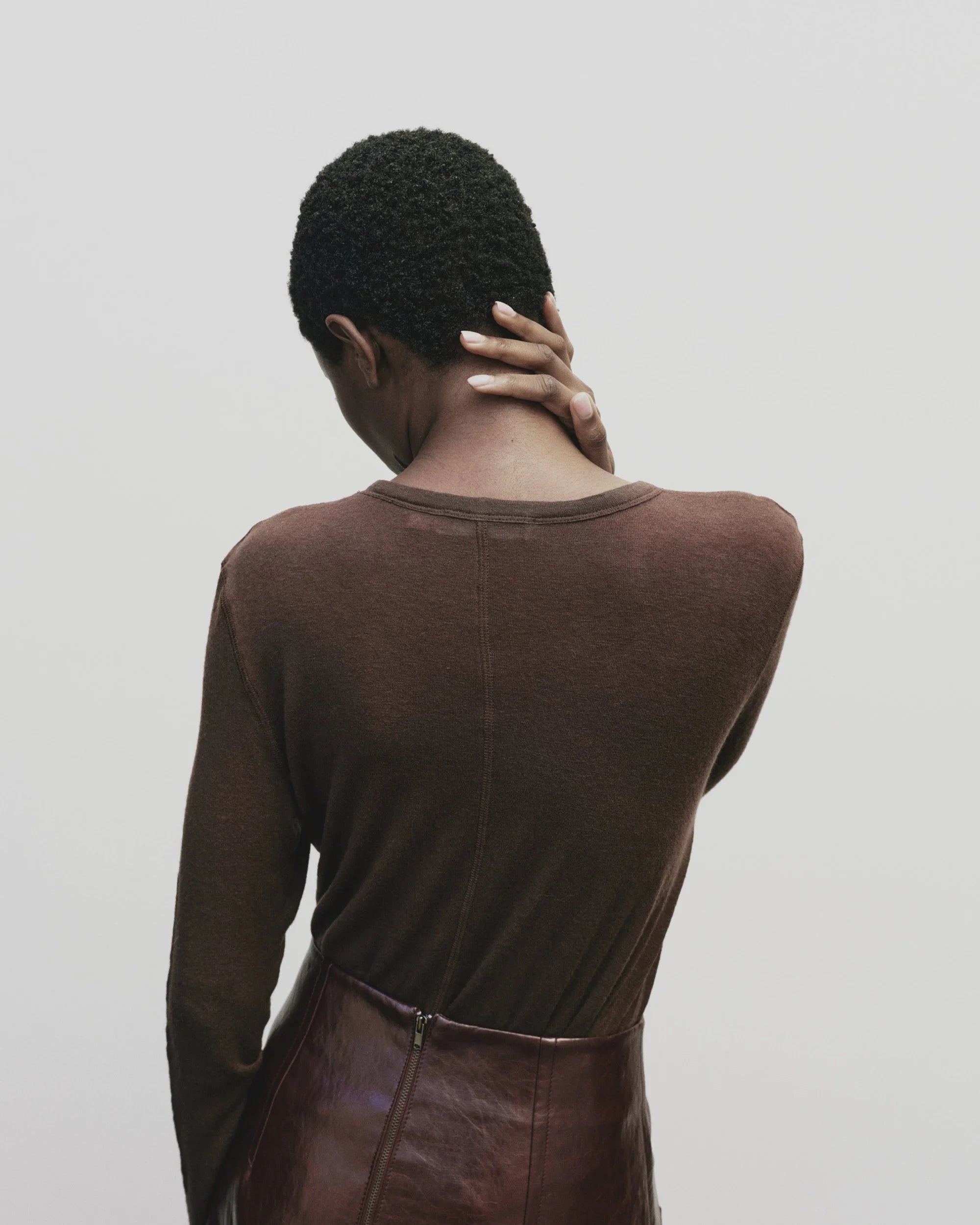 WOOL TENCEL CREW NECK TOP