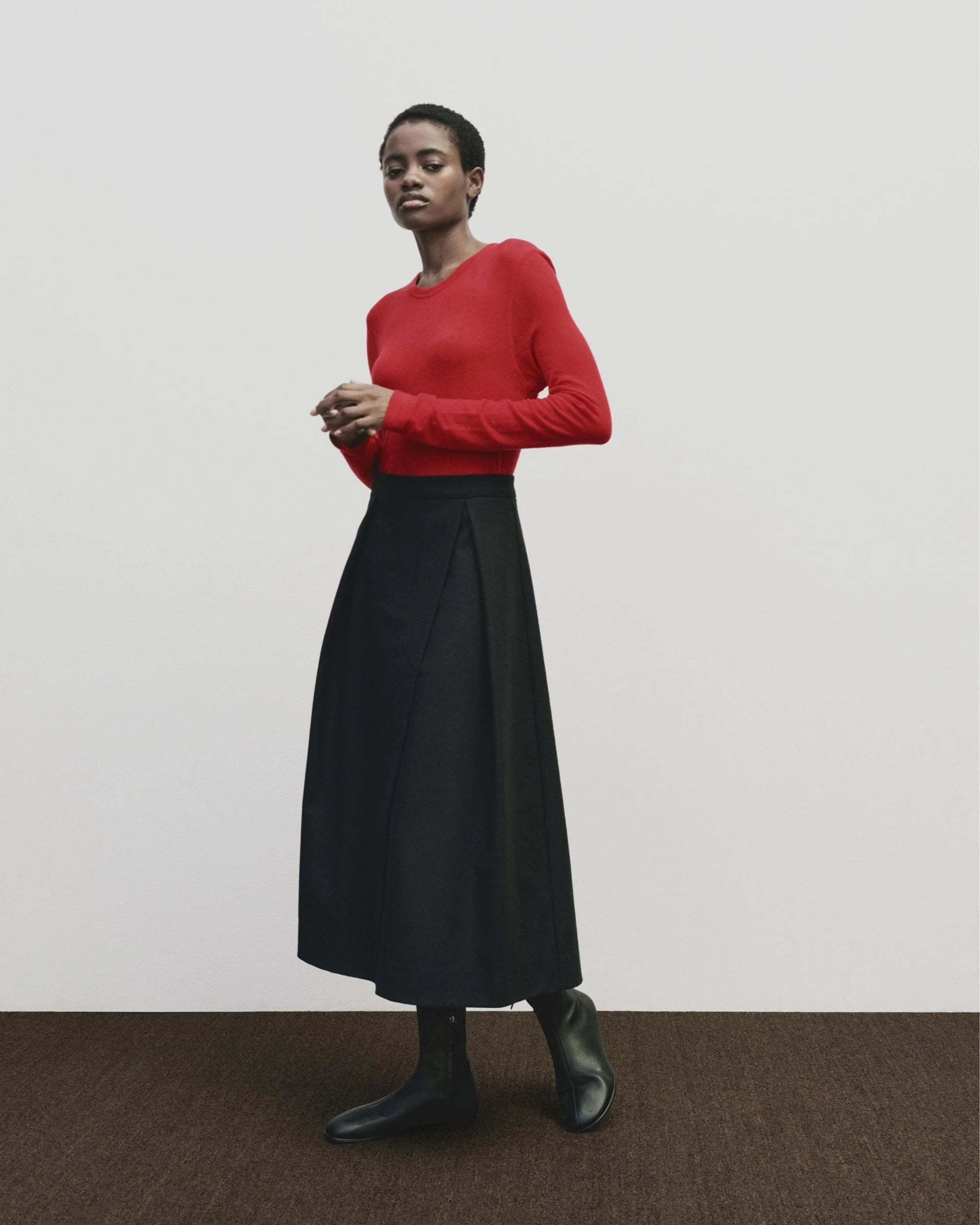 WOOL TENCEL CREW NECK TOP