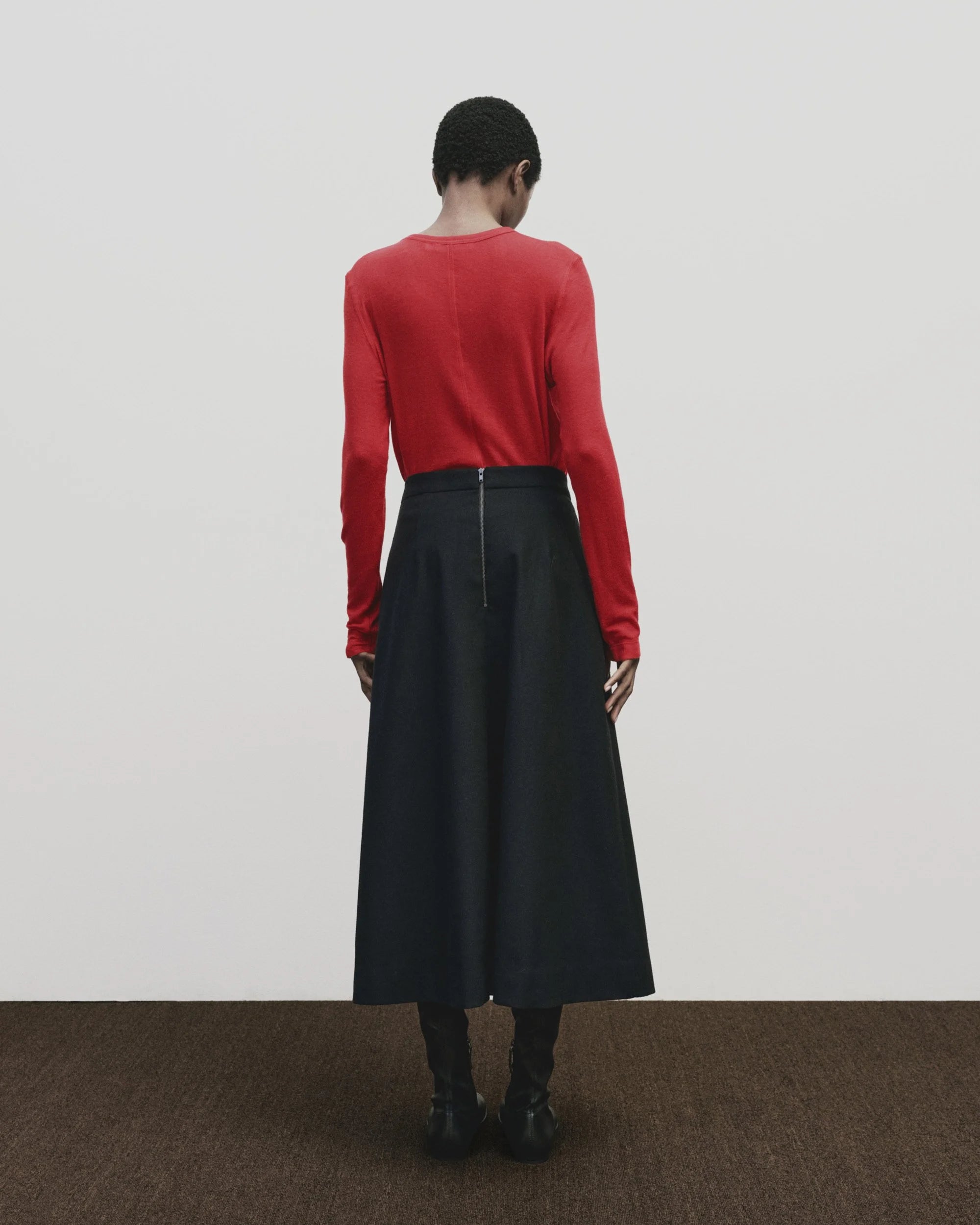 WOOL TENCEL CREW NECK TOP