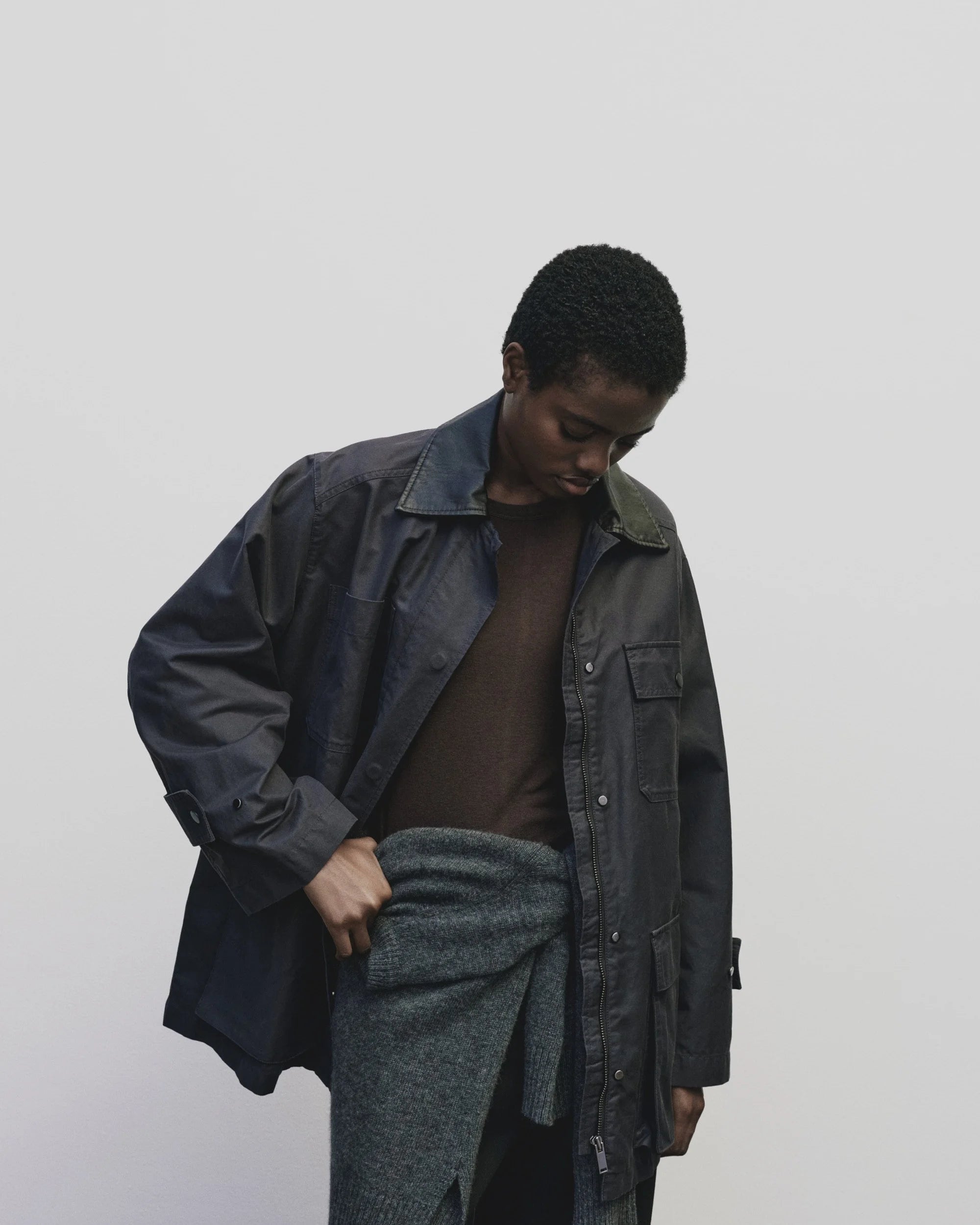 CONTRAST COLLAR WORK JACKET