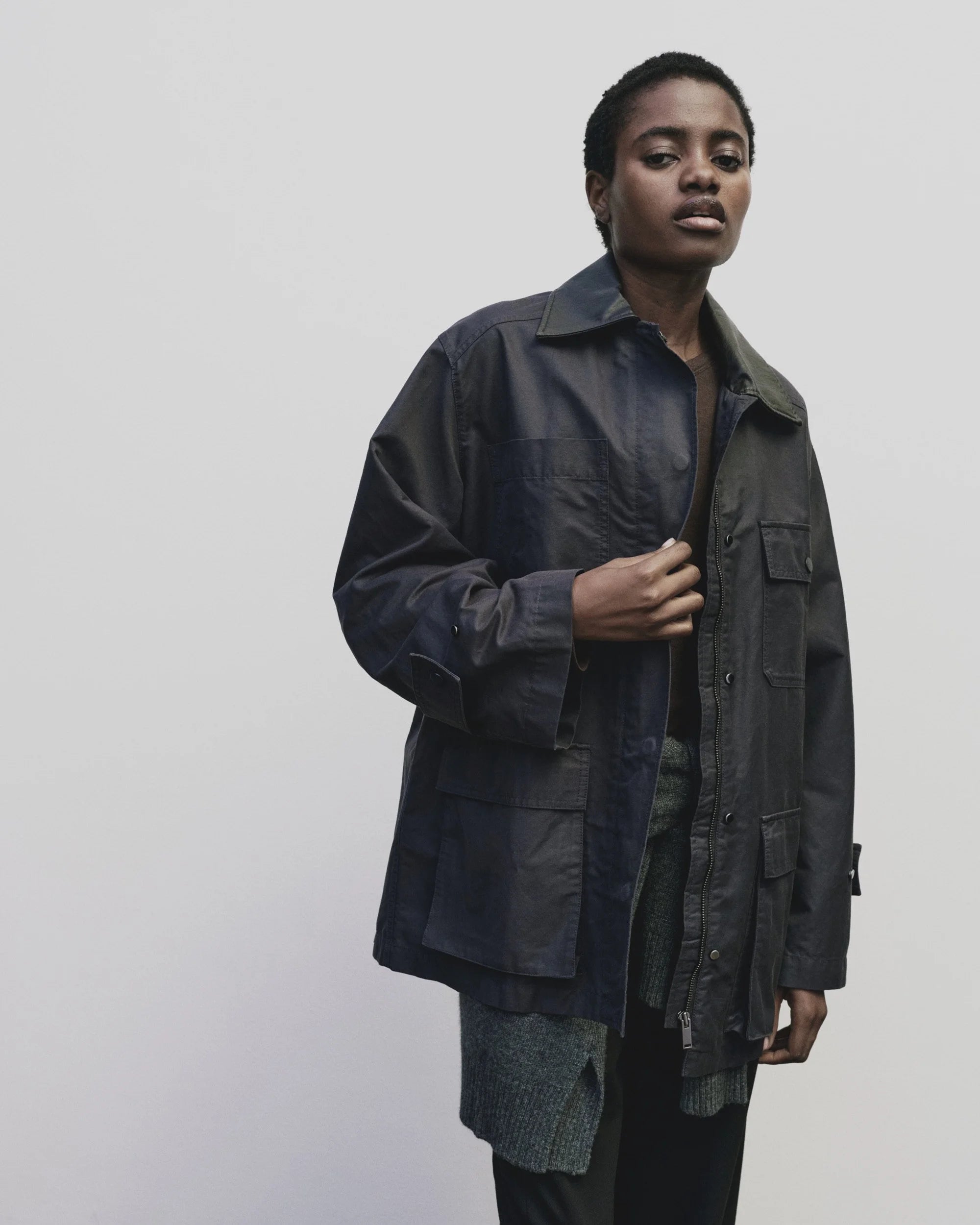 CONTRAST COLLAR WORK JACKET