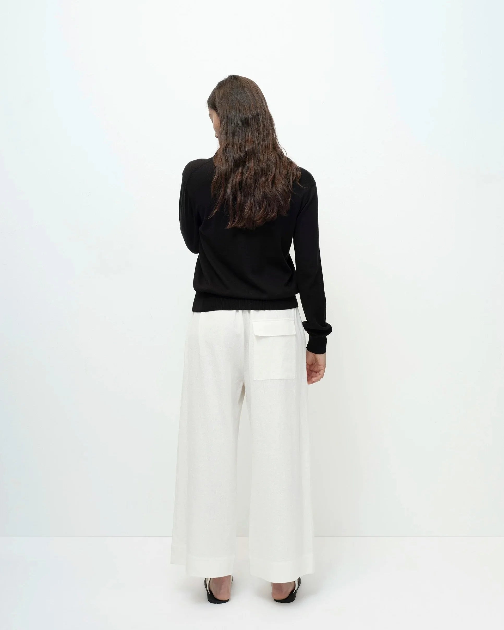 LINEN BLEND CROPPED PANT