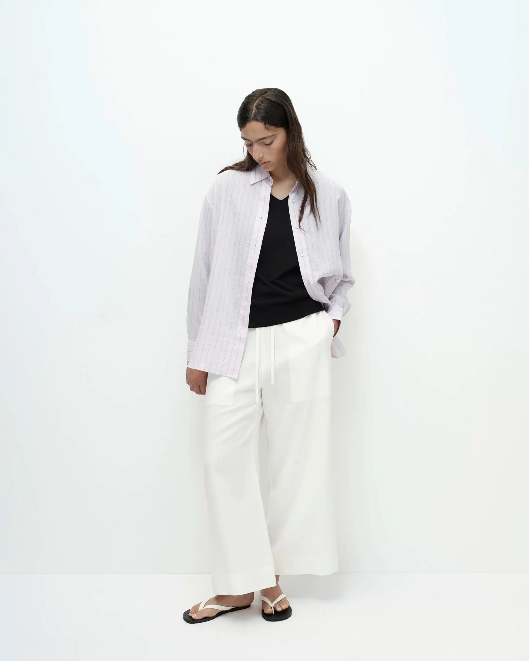 Mijeong Park linen blend cropped pants ivory PIPE AND ROW
