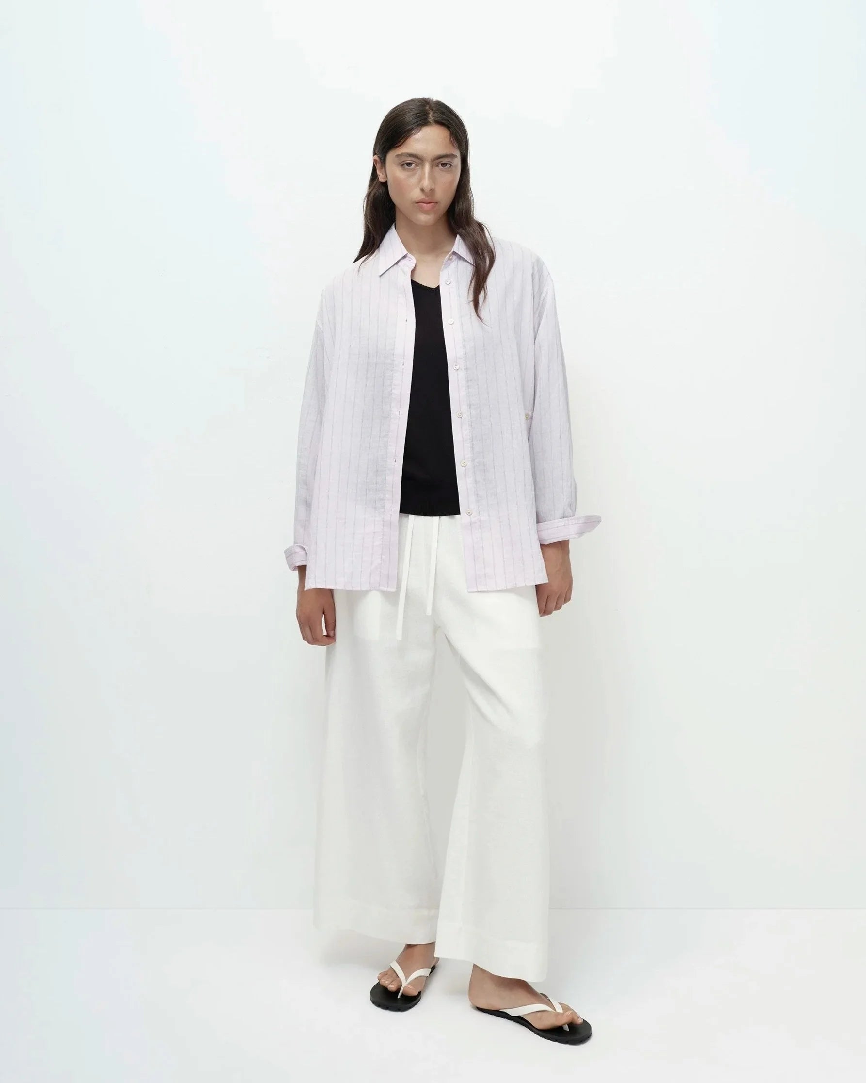 LINEN BLEND CROPPED PANT