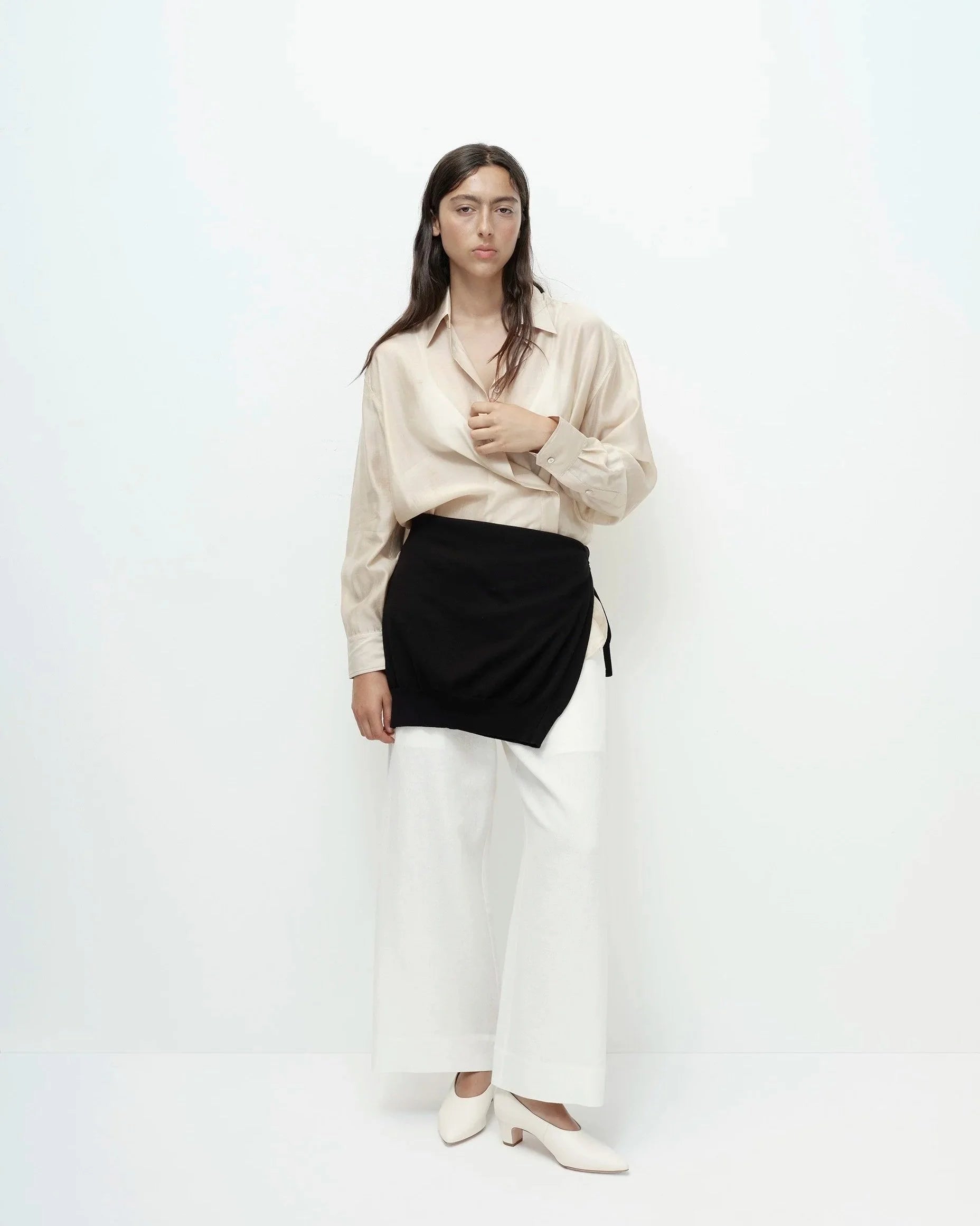 LINEN BLEND CROPPED PANT