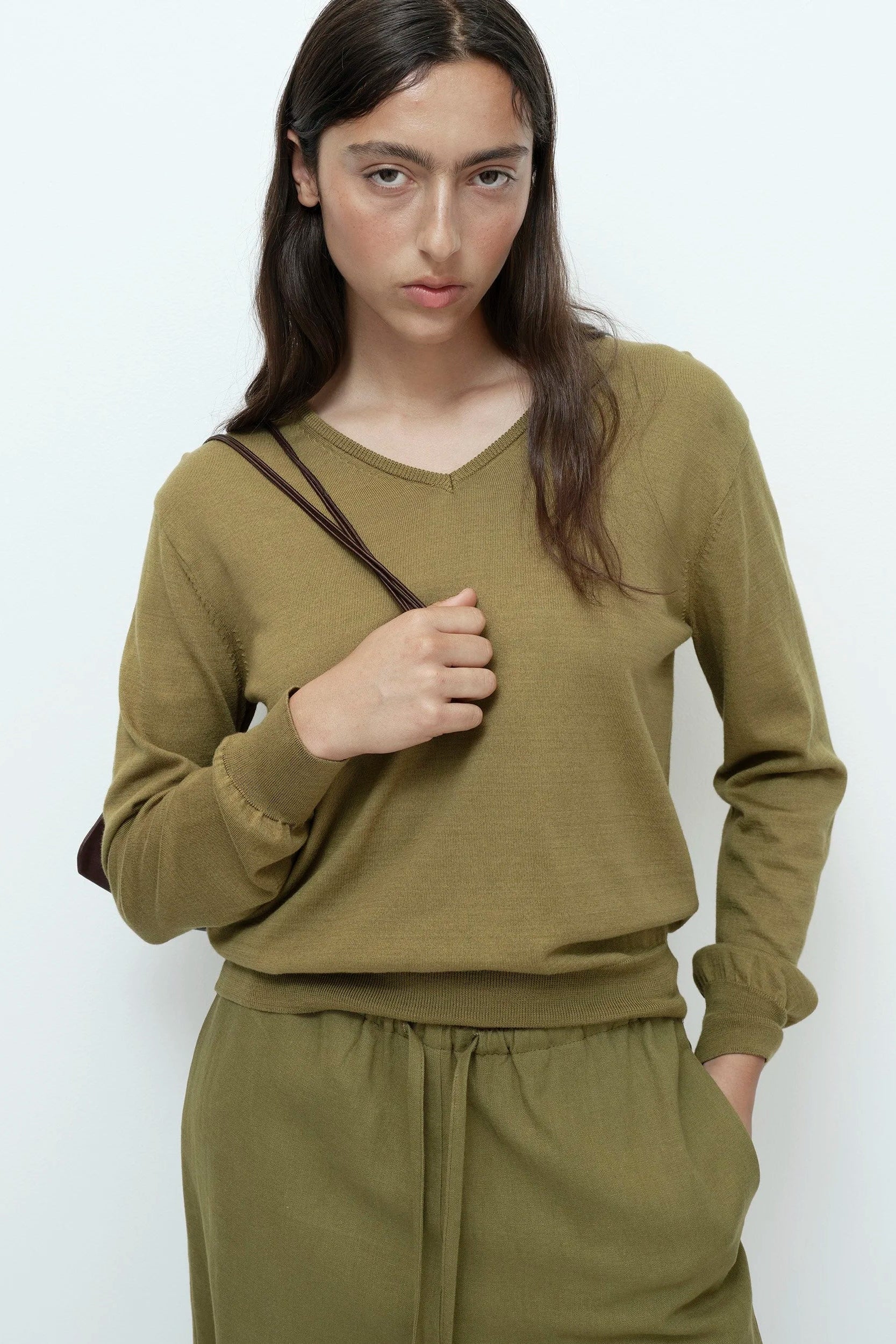 LINEN BLEND CROPPED PANT