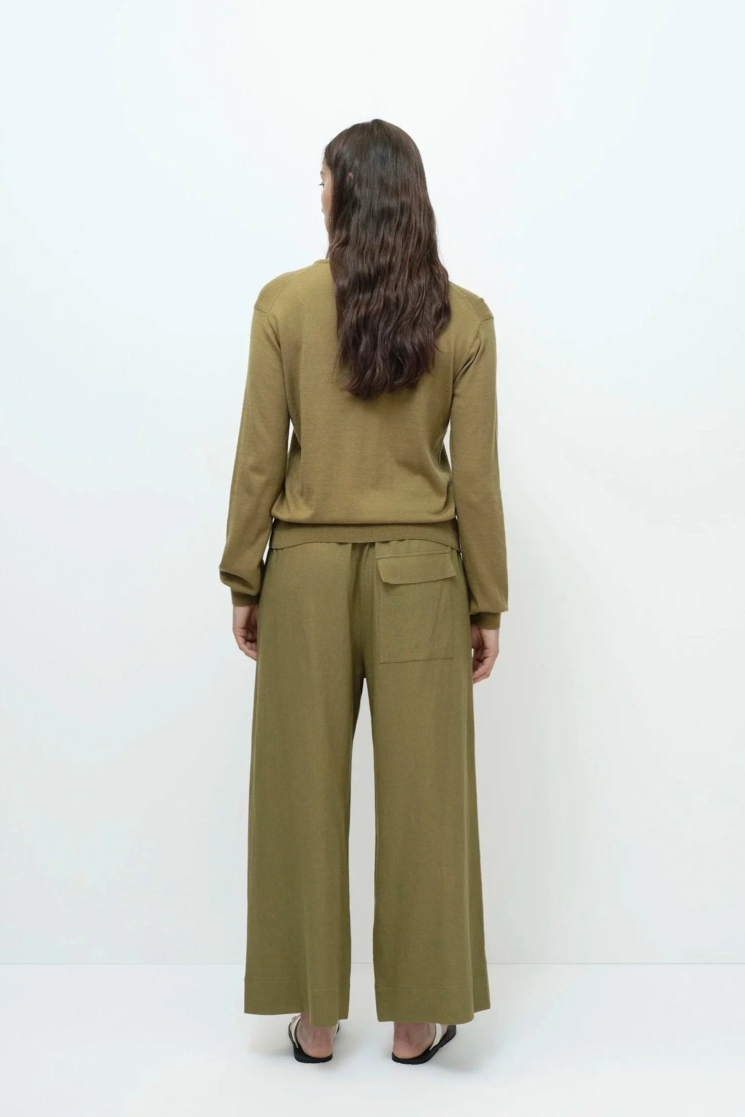 LINEN BLEND CROPPED PANT