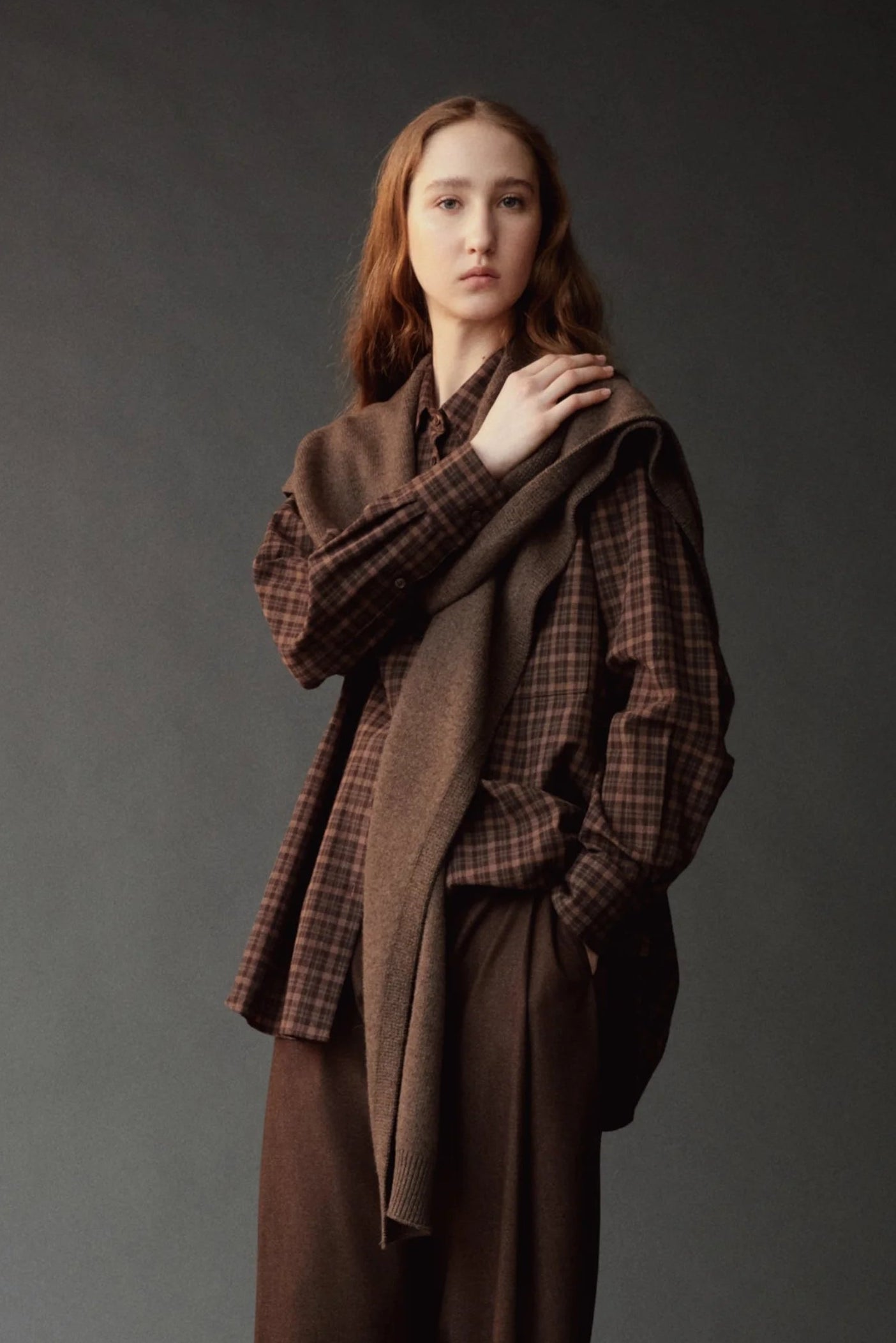 WOOL BLEND KNIT SHAWL