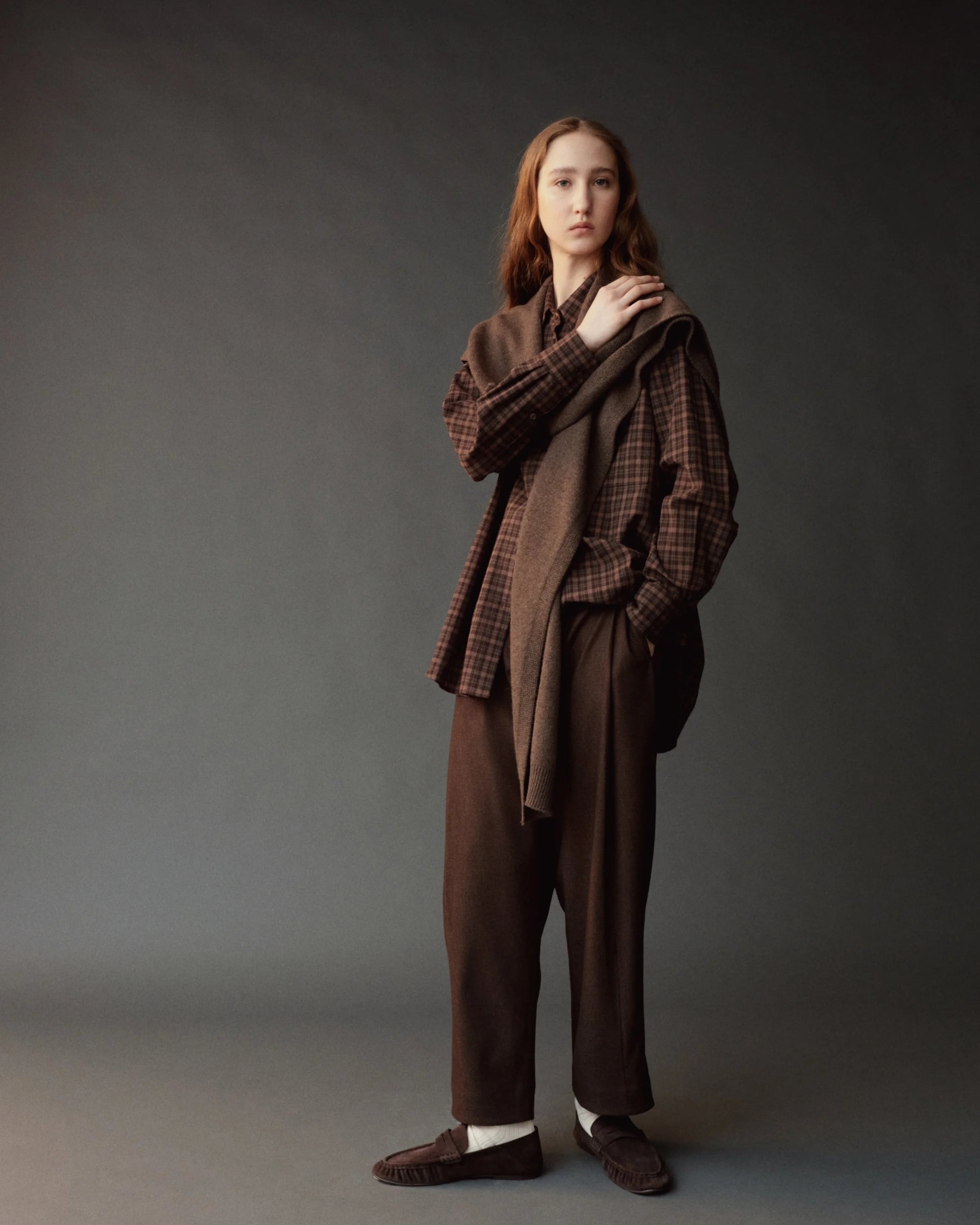WOOL BLEND KNIT SHAWL