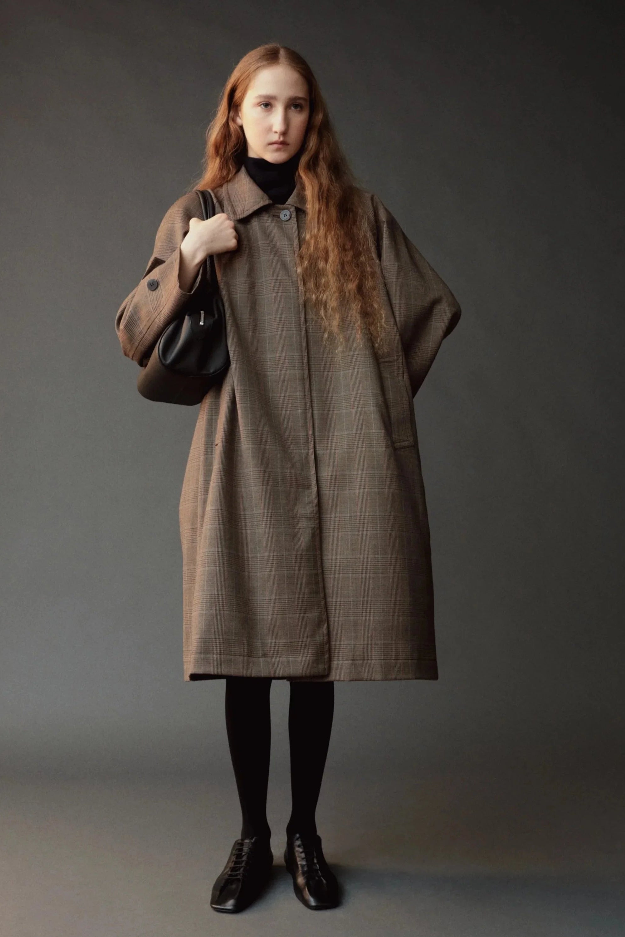 WOOL BLEND PLAID TRENCH COAT