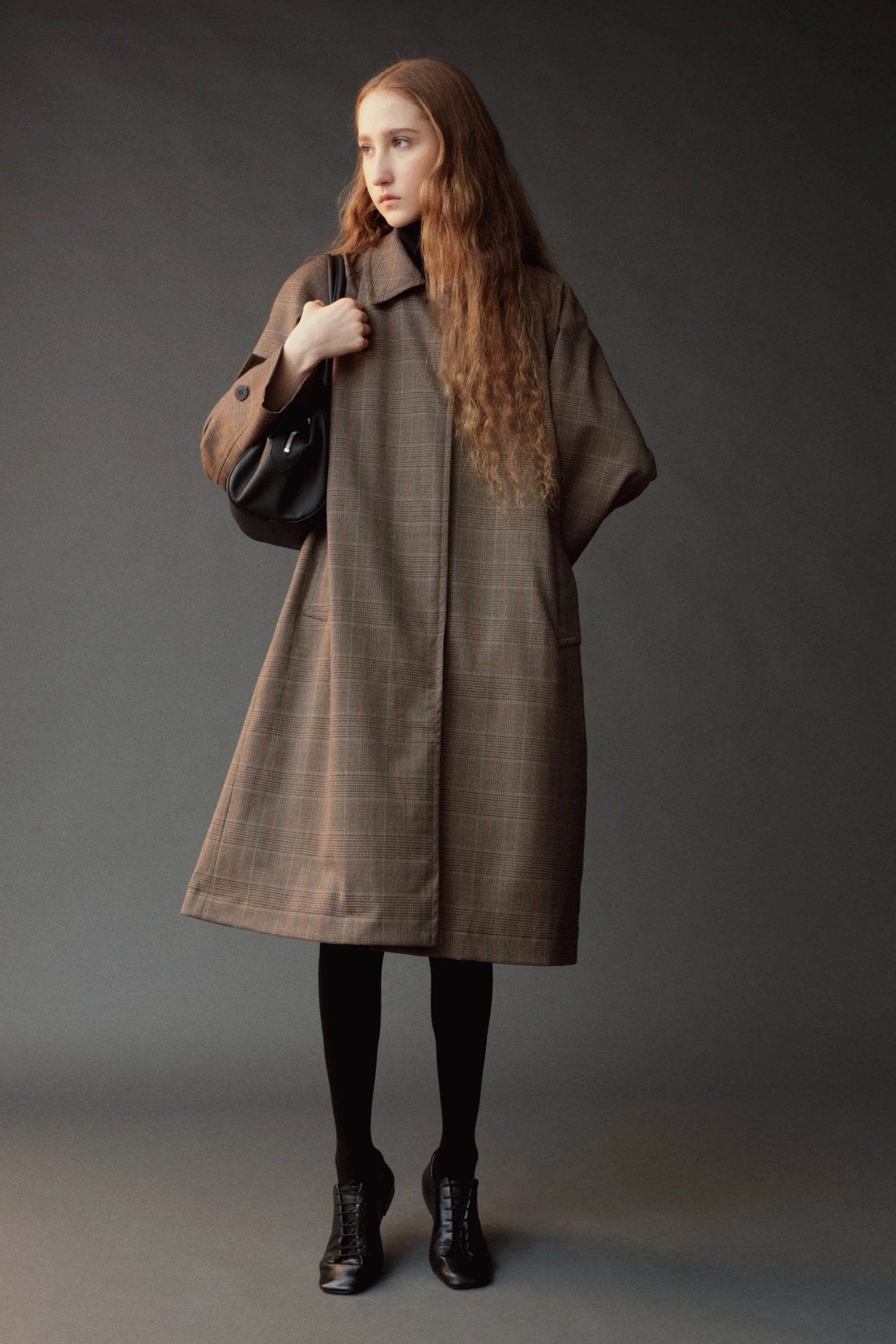 WOOL BLEND PLAID TRENCH COAT