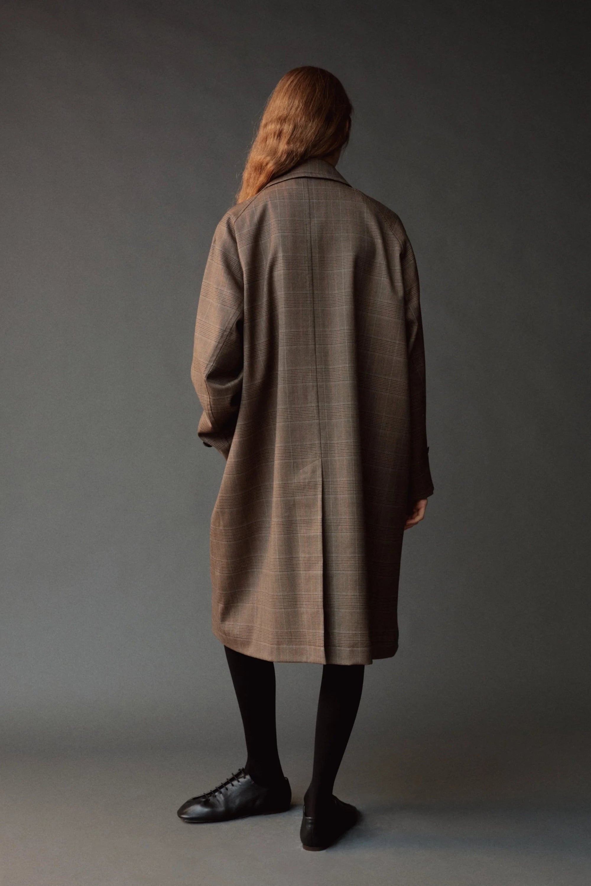 WOOL BLEND PLAID TRENCH COAT