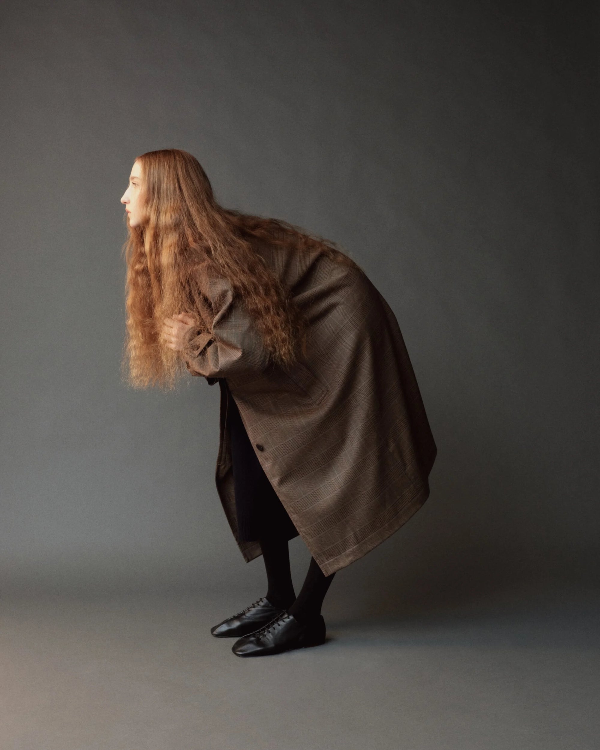 WOOL BLEND PLAID TRENCH COAT