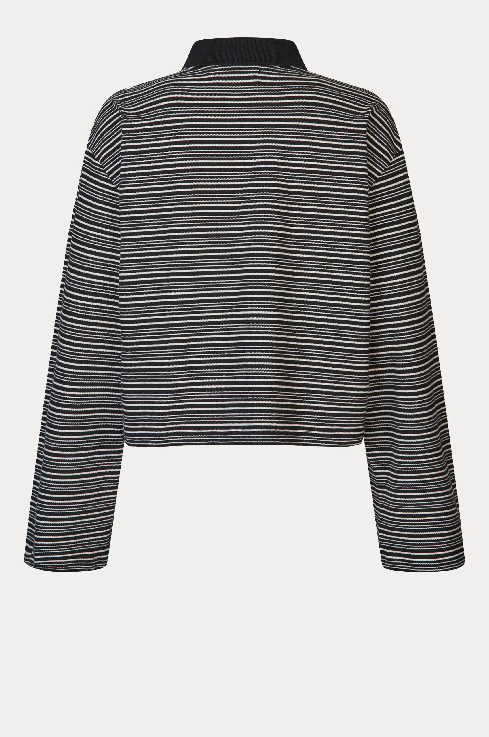 Oval Square soft Steffi boxy stripe polo black and off white | Pipe and Row