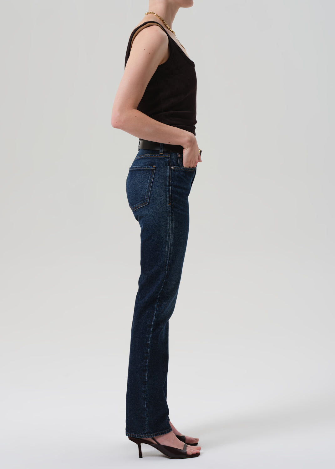 Citizens of Hummanity high rise straight leg Zurie Sutherland dark indigo wash | Pipe and Row