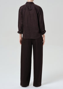 Citizens of Hummanity Brynn drawstring trouser chocolate brown linen | Pipe and Row
