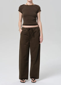 Citizens of Humanity Aurora pull on moss green trousers | Pipe and Row