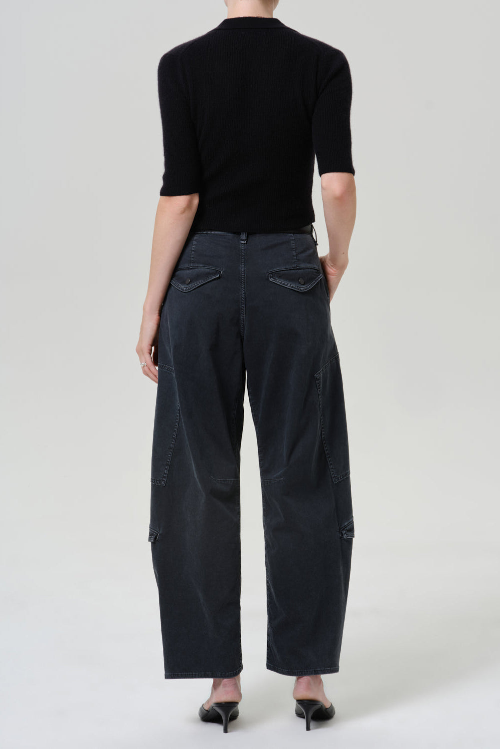 Citizens of Humanity utility fit cargo pant pleated barrel leg washed black | Pipe and Row