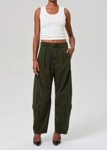 Citizens of Humanity utility cargo flight pant pleated barrel leg dogwood olive green | Pipe and Row