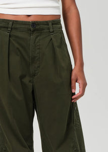 Citizens of Humanity utility cargo flight pant pleated barrel leg dogwood olive green | Pipe and Row