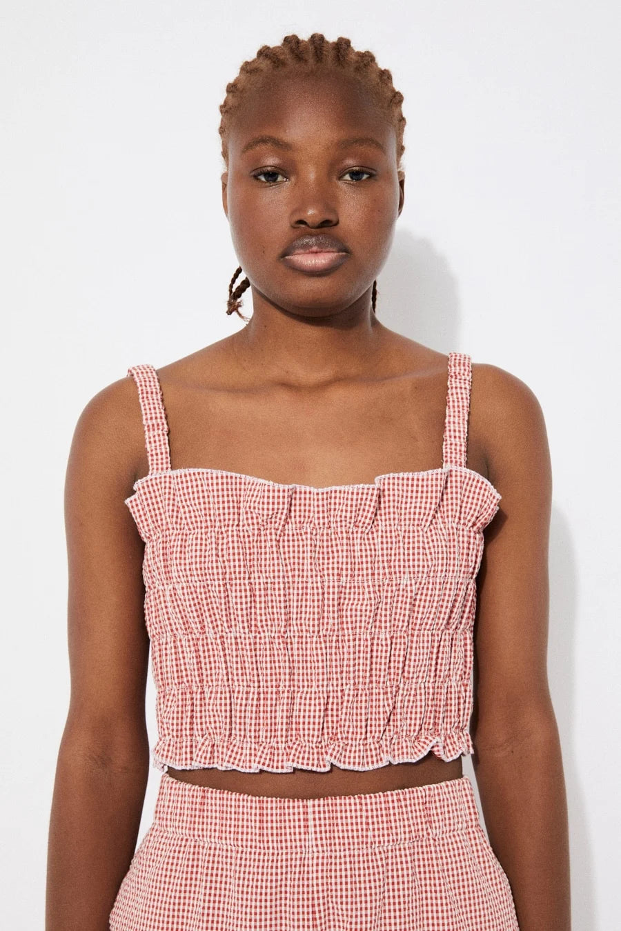 Rita row smocked Mercury vichy red gingham crop top | Pipe and Row