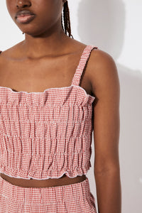 Rita row smocked Mercury vichy red gingham crop top | Pipe and Row