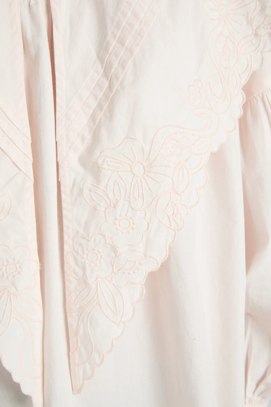 Damson Madder Candy oversized embroidered pointelle collar blouse light pink | Pipe and Row Fremont Seattle boutique