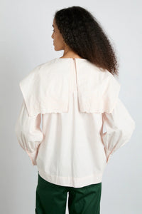 Damson Madder Candy oversized embroidered pointelle collar blouse light pink | Pipe and Row Fremont Seattle boutique
