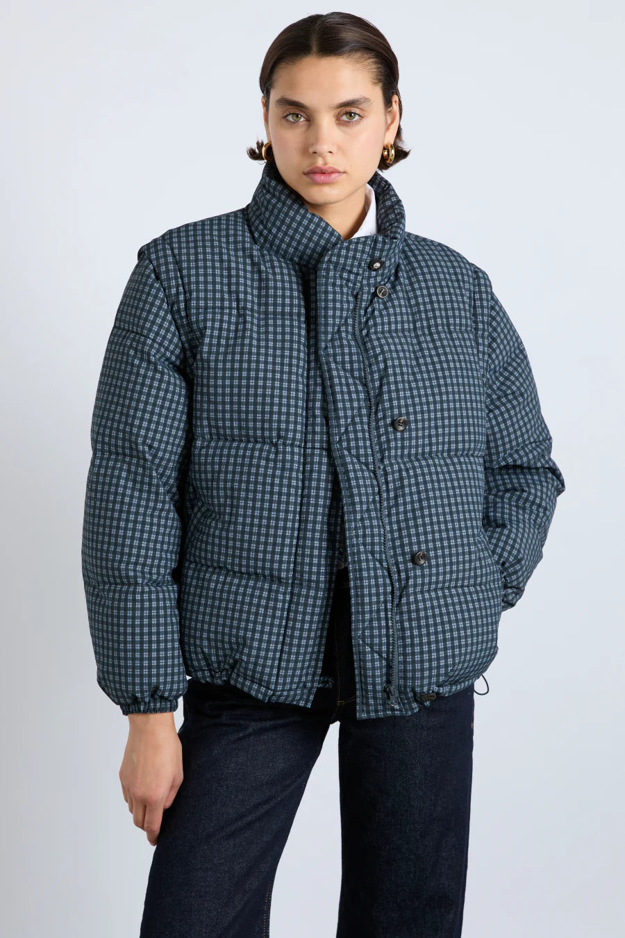 PEARL GINGHAM PUFFER