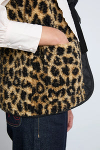 Damson Madder Marta leopard print shearling fleece vest | Pipe and Row