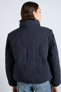 Damson Madder Jennifer puffer jacket vest navy white bow embroidery | Pipe and Row Seattle Fremont