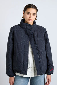 Damson Madder Jennifer puffer jacket vest navy white bow embroidery | Pipe and Row Seattle Fremont
