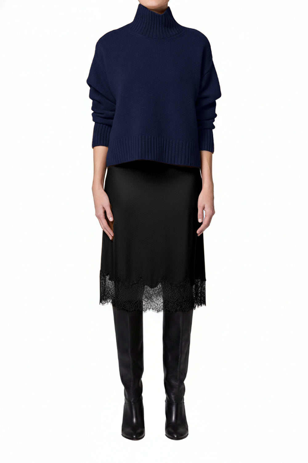 LACE TRIMMED SKIRT