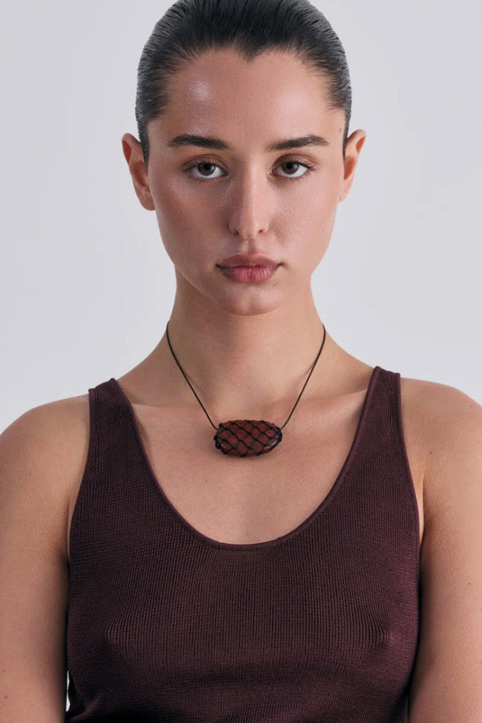Heaven Mayhem Julia black net necklace wood bead | Pipe and Row