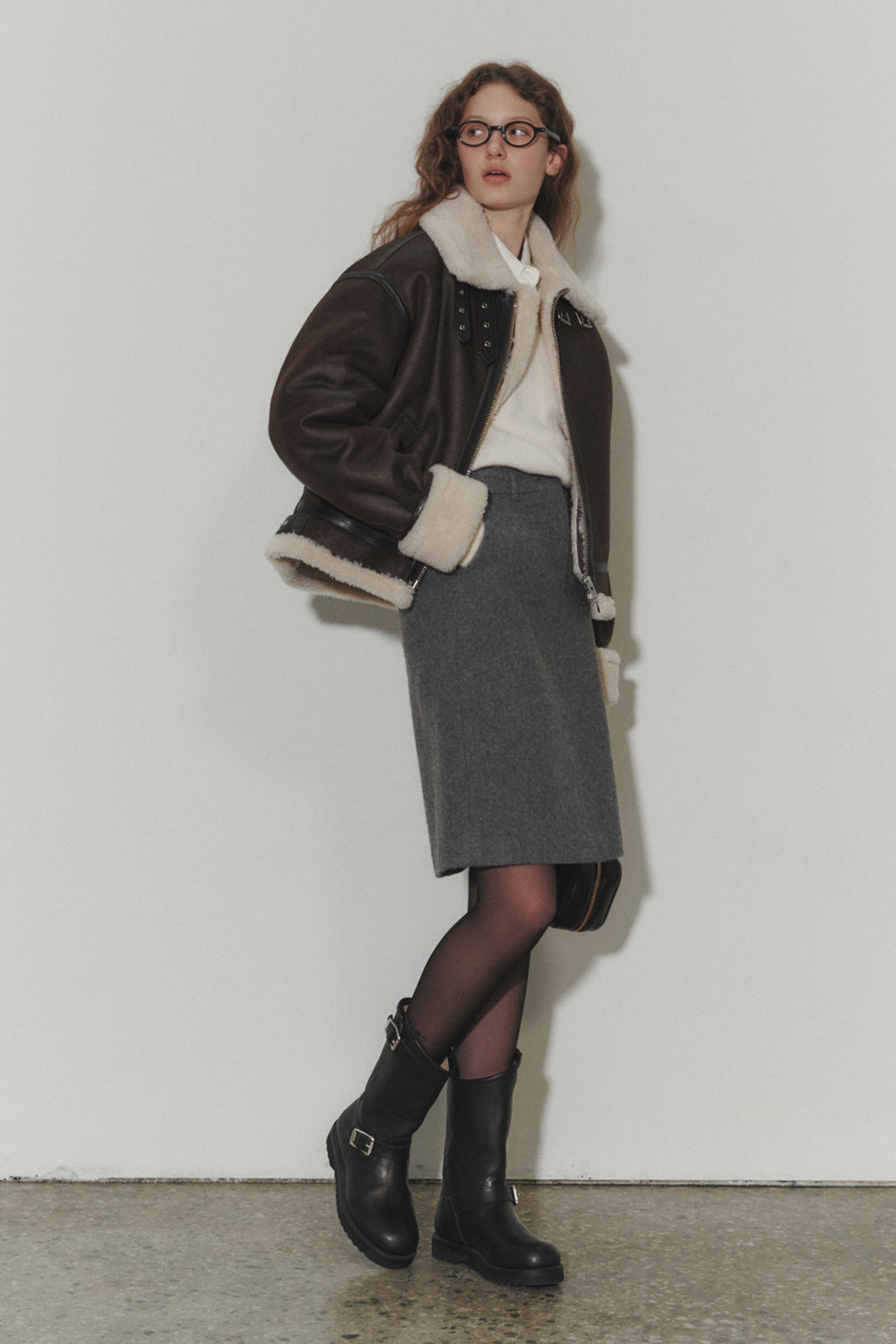 LOOSE FIT LINE SHEARLING JACKET