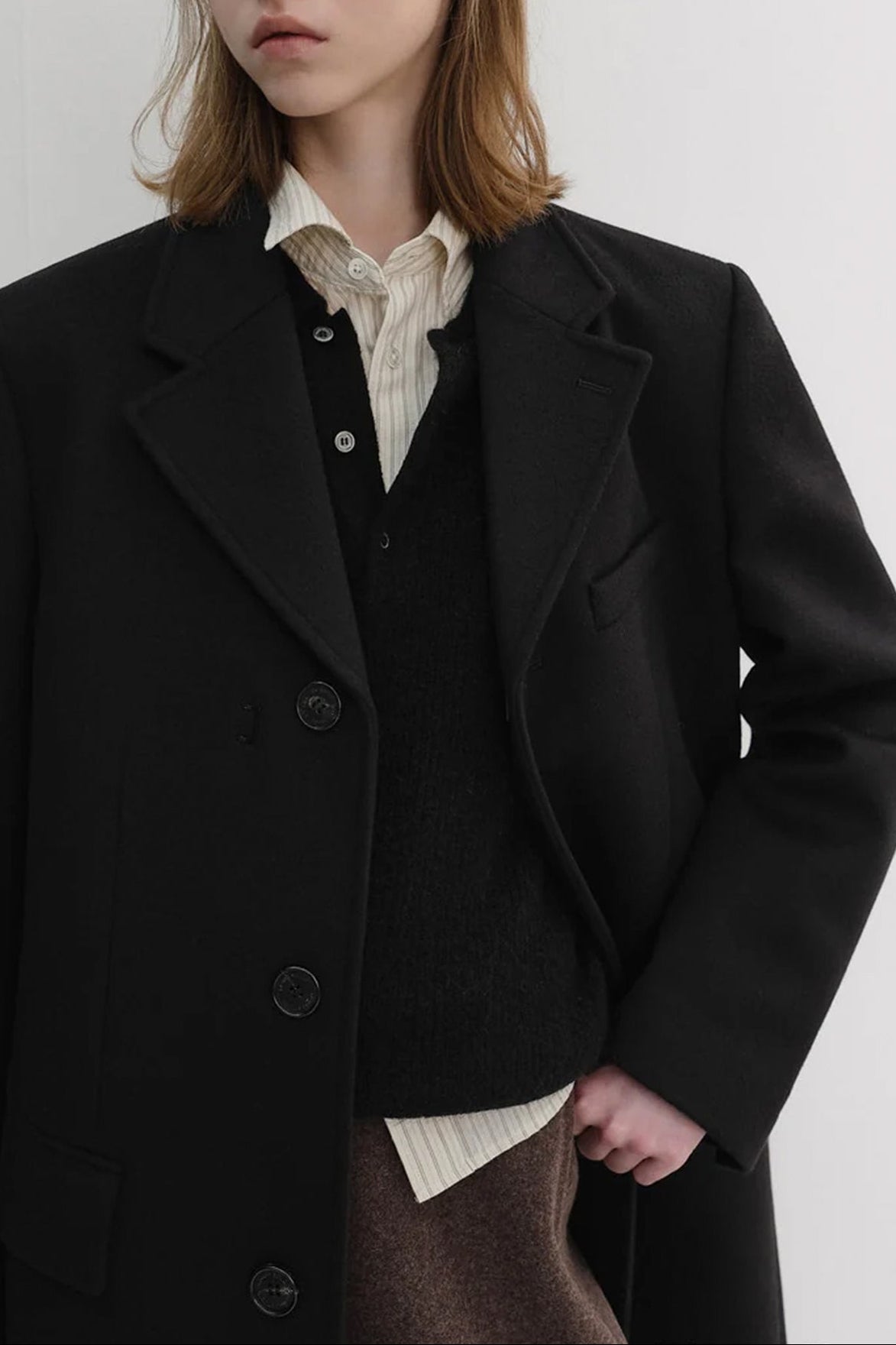 UNISEX 2-WAY 3 BUTTON CASHMERE COAT