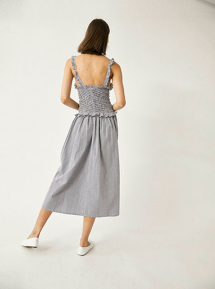 Tach Victoria smocked blue gingham maxi dress | Pipe and Row Seattle