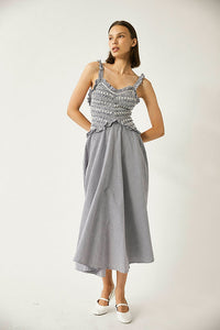 Tach Victoria smocked blue gingham maxi dress | Pipe and Row Seattle