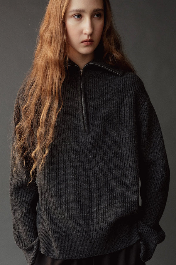 RIBBED HALF-ZIP SWEATER