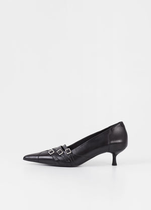Vagabond Lykke kitten heels edgy pumps smooth black leather | Pipe and Row