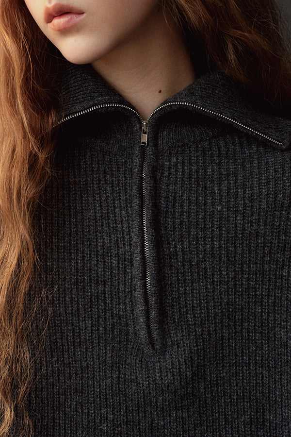 RIBBED HALF-ZIP SWEATER