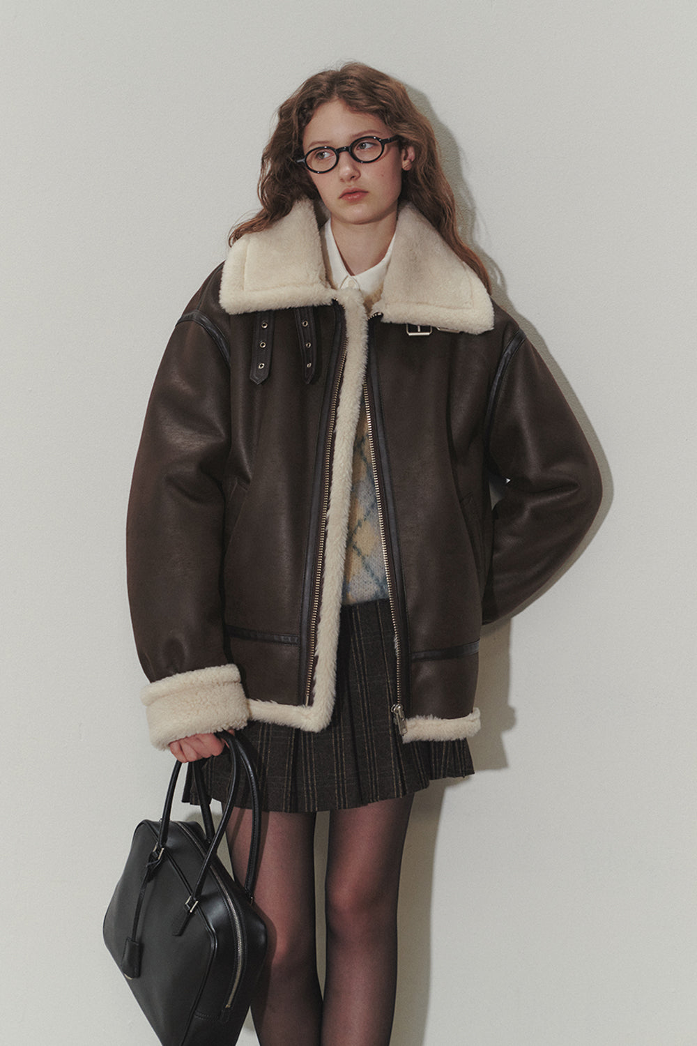 LOOSE FIT LINE SHEARLING JACKET