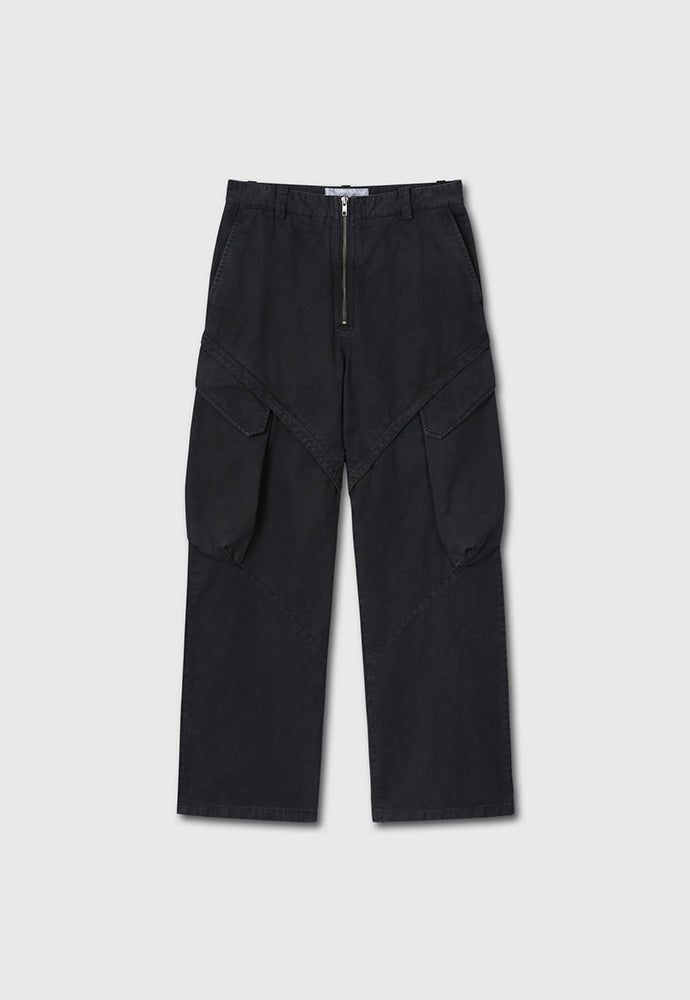 GARMENT-DYED GABARDINE WIDE CARGO PANTS