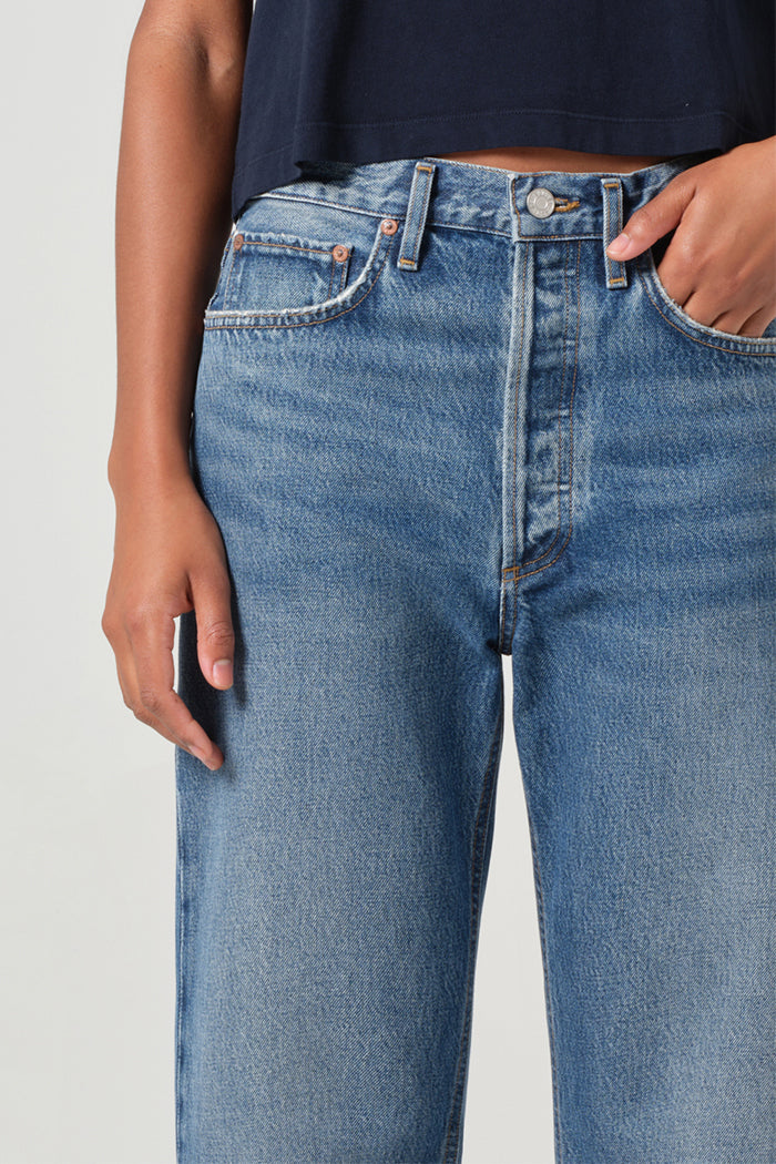 Agolde denim 90's crop loose jeans denim essence | pipe and row
