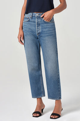 Agolde denim 90's crop loose jeans denim essence | pipe and row